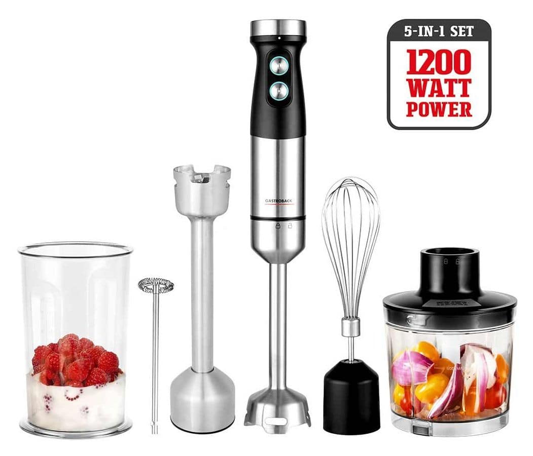 40972 Design Power Stabmixer Set 5-in-1 Stabmixer 1200 W 20 Stufen  (Schwarz, Edelstahl) 