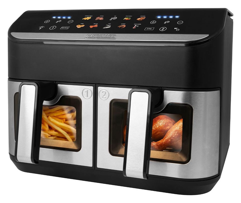 42586 Duo Family Doppel Heißluftfritteuse 9 l 2900 W  (Schwarz, Edelstahl) 