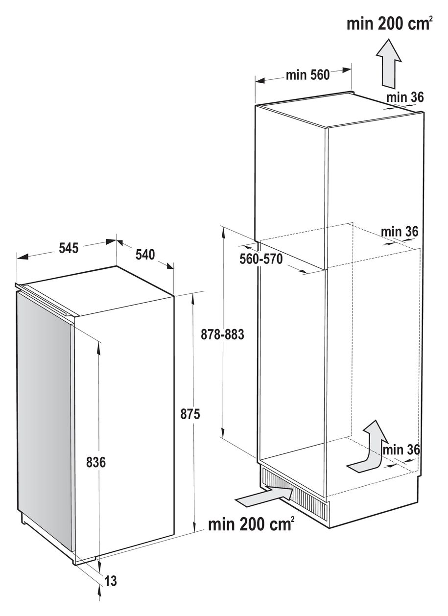 FNCI508D61WFE 91 l Einbau Gefrierschrank 153,88 kWh Jahr NoFrost 