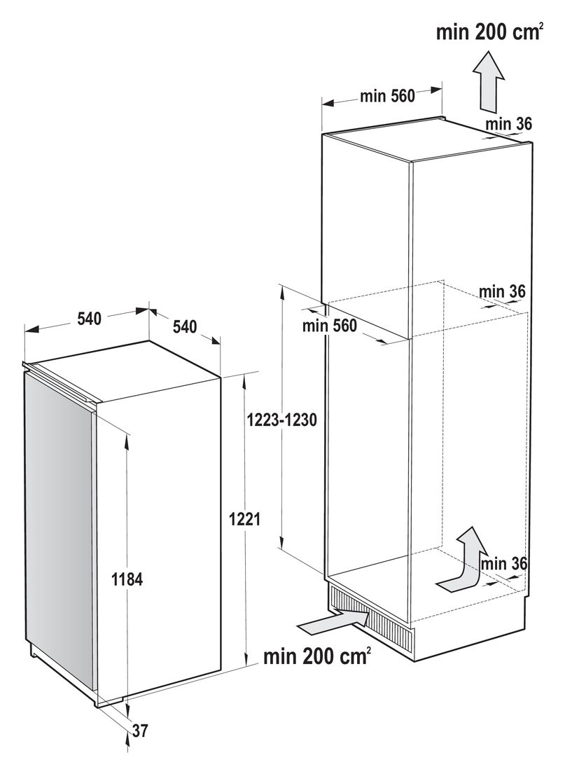 RBI512D22 163 l Einbaukühlschrank EEK: D 118 kWh Jahr 