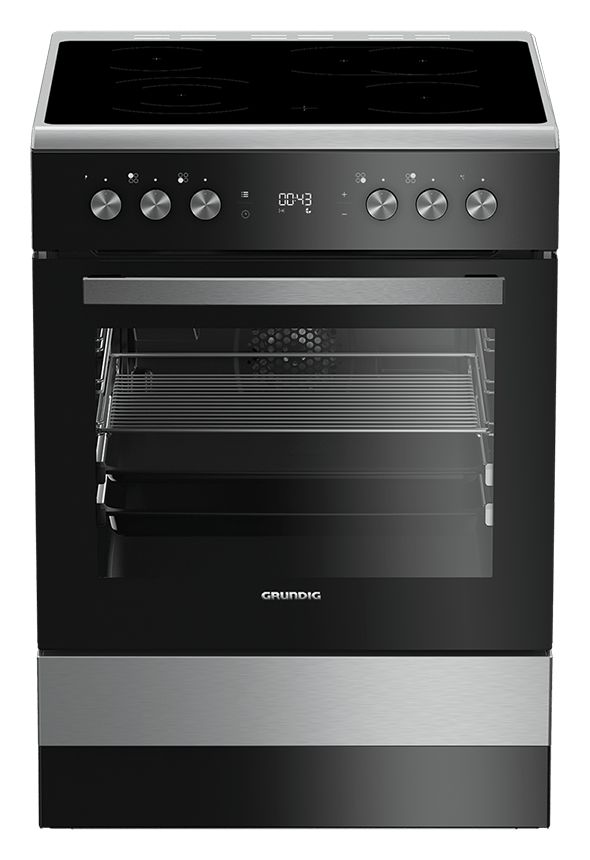 GFBM23420XC Freistehender Herd Elektro groß Zweikreisgrill mit Glaskeramik Kochfeld 