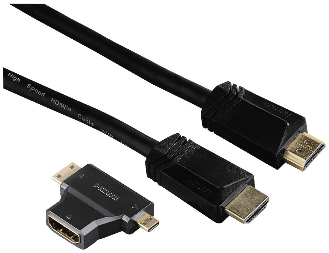 00074242 High Speed HDMI™-Kabel Stecker - Stecker Ethernet 1,5 m + 2 HDMI™-Adapter 