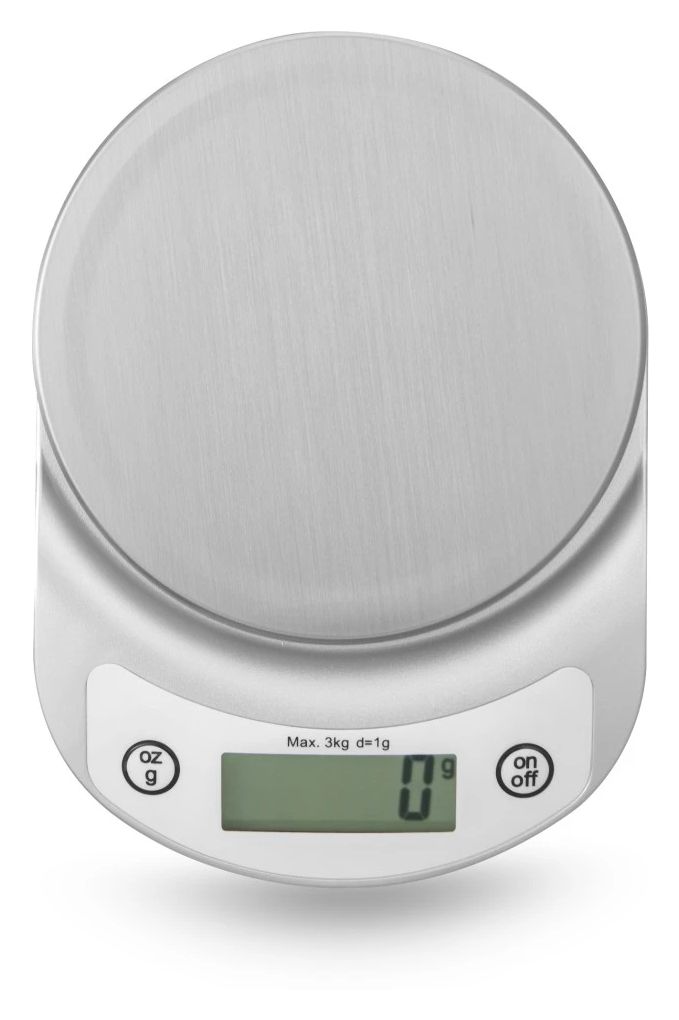 002915 Elektronische Küchenwaage bis 3 kg Genauigkeit 1 g  (Weiß) 