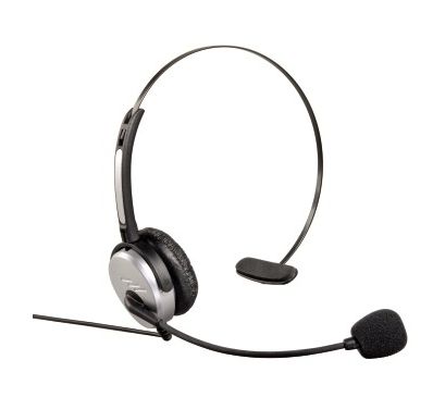 040625 Headset für schnurlose Telefone 2,5-mm-Klinke Kopfhörer Kabelgebunden (Schwarz, Silber) 