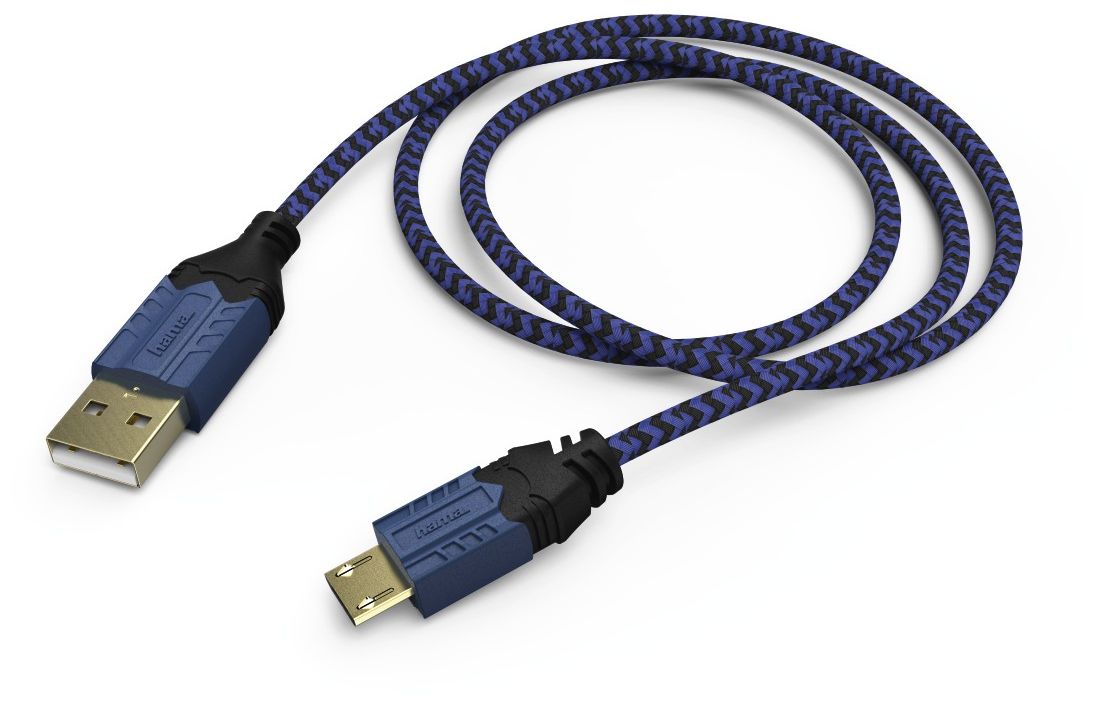 054473 High Quality Controller-Ladekabel für PS4 2,50m (Schwarz, Blau) 