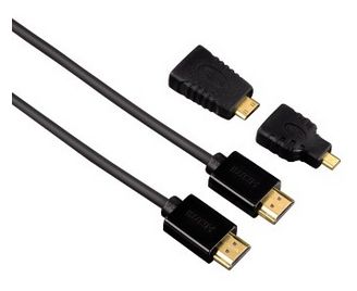 00122227 High Speed HDMI™-Kabel St. - St. Ethernet 1,5 m + 2 HDMI™-Adapter 