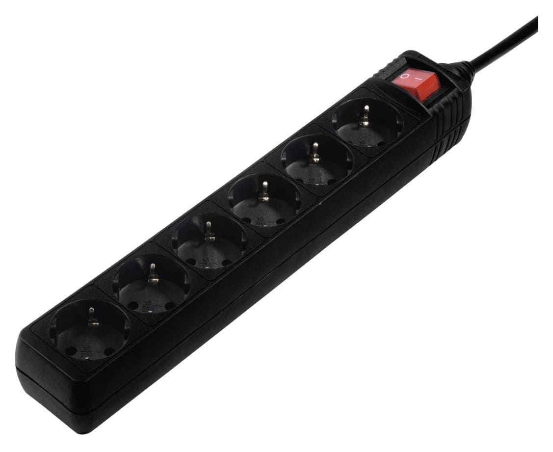 137266 Steckdosenleiste mit Schalter 6-fach 5 m  (Schwarz) 