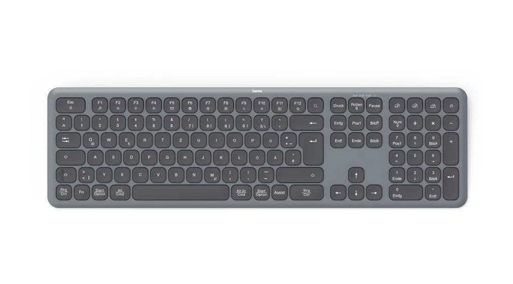 173063 WK-550 Heimbüro Tastatur RF Wireless + Bluetooth 2.4 GHz (Schwarz, Dunkles Grau) 