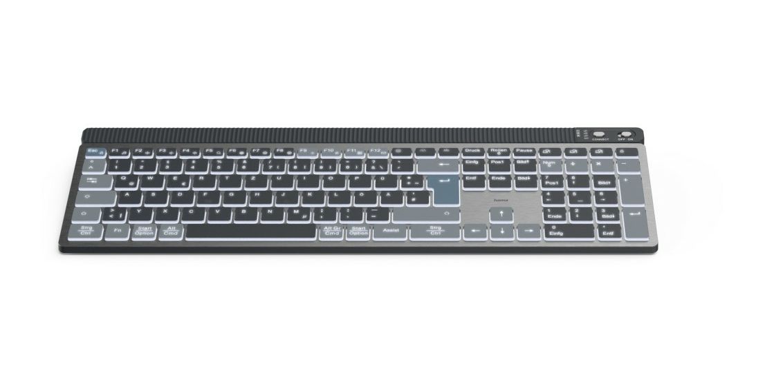 173068 WK-750 LED Heimbüro Tastatur Bluetooth 2.4 GHz (Anthrazit, Schwarz, Blau) 