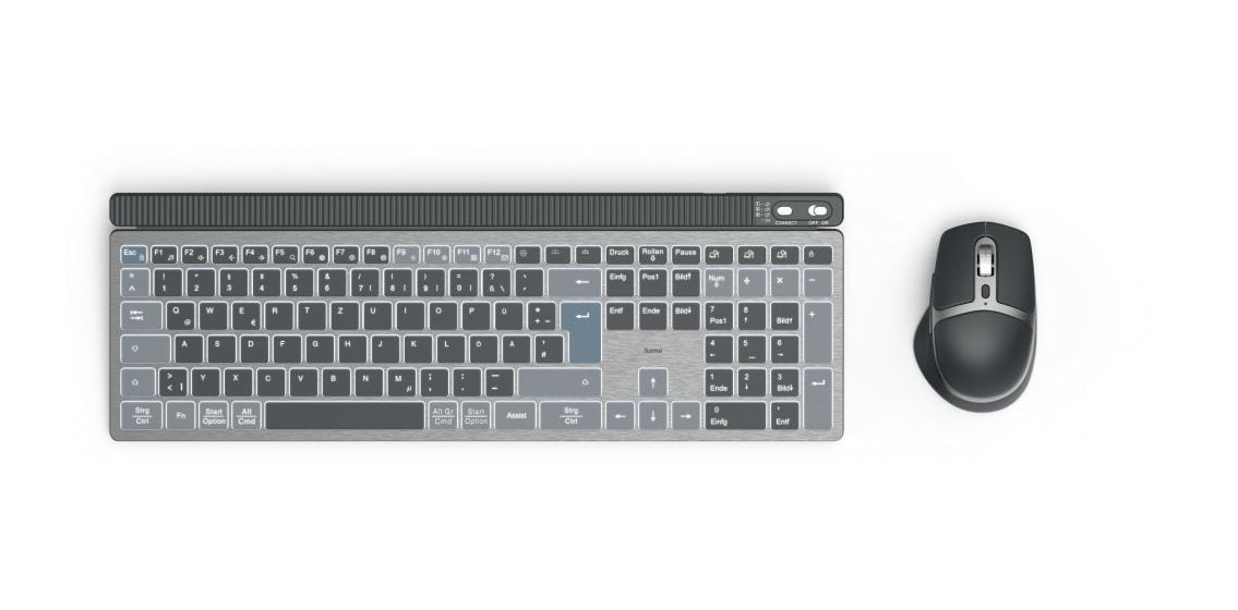 173069 WKM-750 LED Heimbüro Tastatur Bluetooth 2.4 GHz (Anthrazit, Schwarz, Blau) 