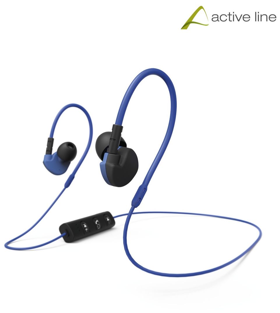 177096 Active BT Over Ear Bluetooth Kopfhörer kabellos 4 h Laufzeit (Schwarz, Blau) 