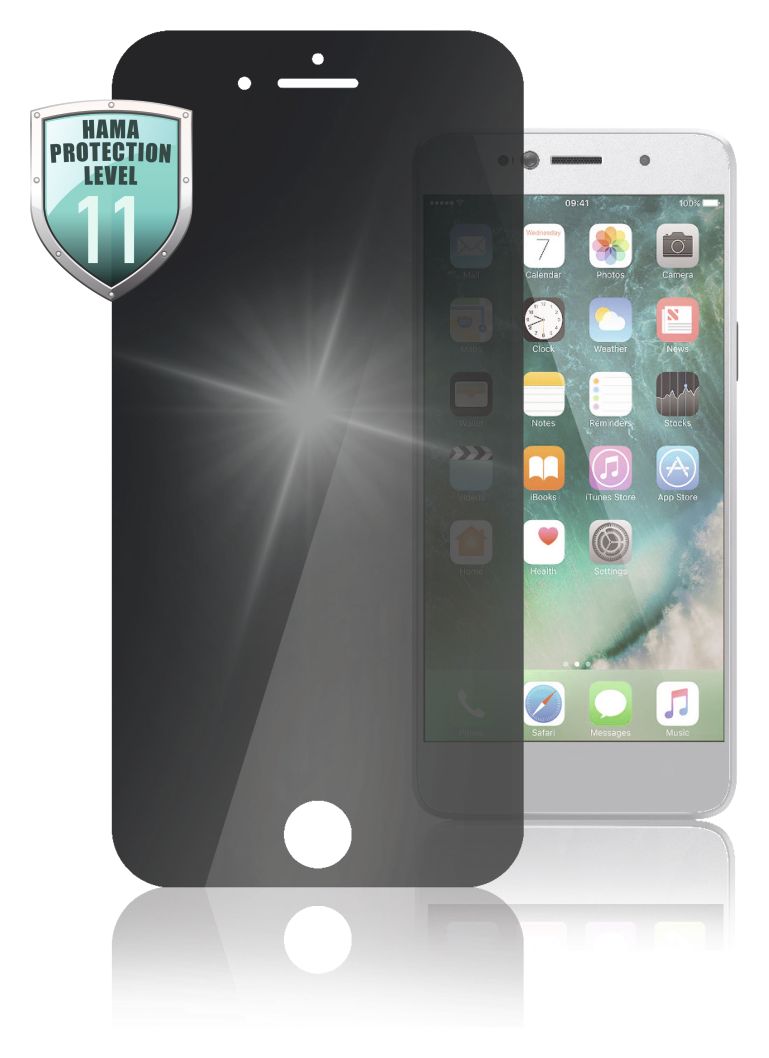 186293 Klare Bildschirmschutzfolie " Privacy " gehärtetes Glas 10H für  Apple iPhone 6/6s/7/8 Schlagfest, Schlagfest, Kratzresistent 