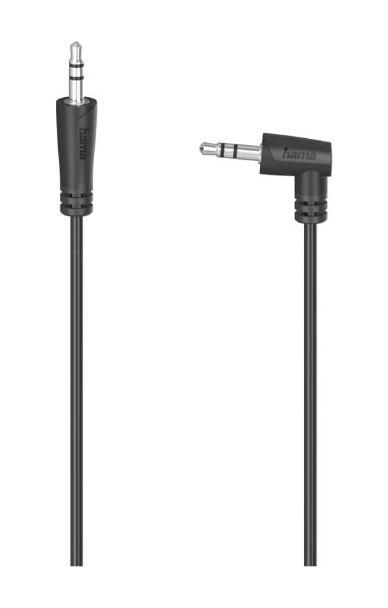 200722 Audio-Kabel Stecker 3,5 mm Klinke auf 3,5 mm Klinke abgewinkelt 0,5 m  (Schwarz) 