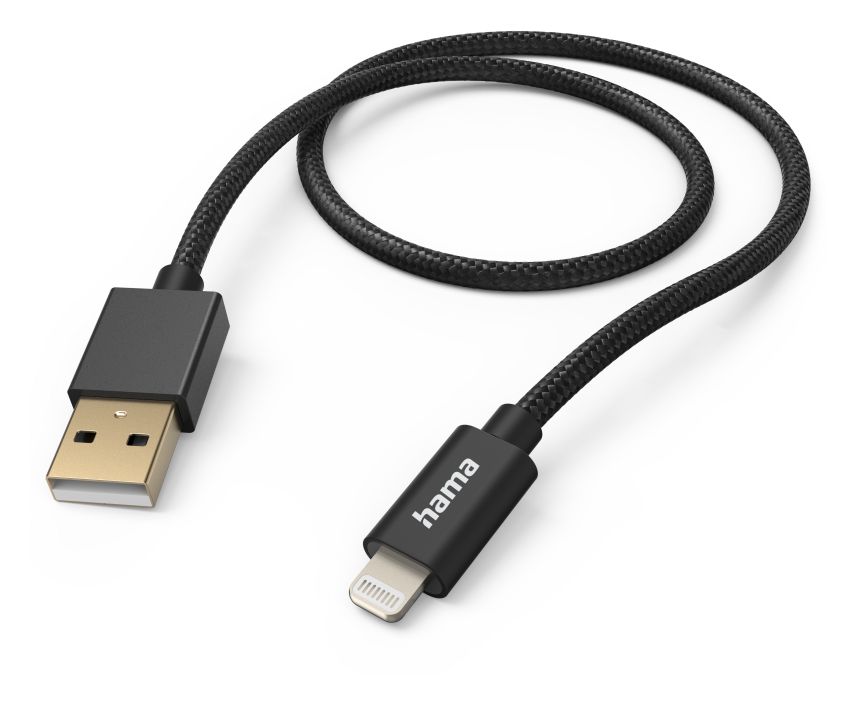 201544 Fabric Lightning auf USB A Männlich 1,5 m  (Schwarz) 
