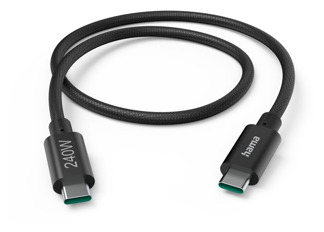 201702 5 Gbit/s Rundkabel USB C auf USB C Männlich bis 240 W 1,5 m  (Schwarz) 