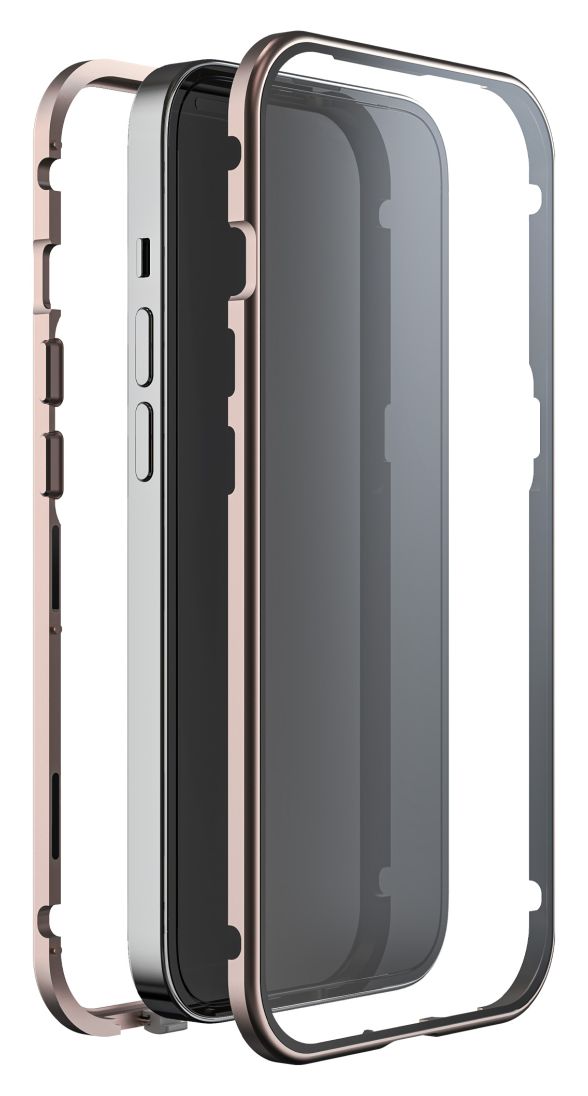 220267 360 Grad Glass Cover für Apple iPhone 14 Plus (Roségold, Transparent) 