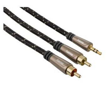 00122306 Audio-Kabel 3,5-mm-Klinken-St - 2 Cinch-St Stereo Metall verg. 3m 