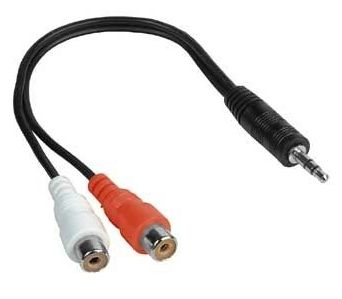 Adapter Cable, 3.5 mm Stereo Jack Plug - 2 RCA Sockets, 0.15 m 