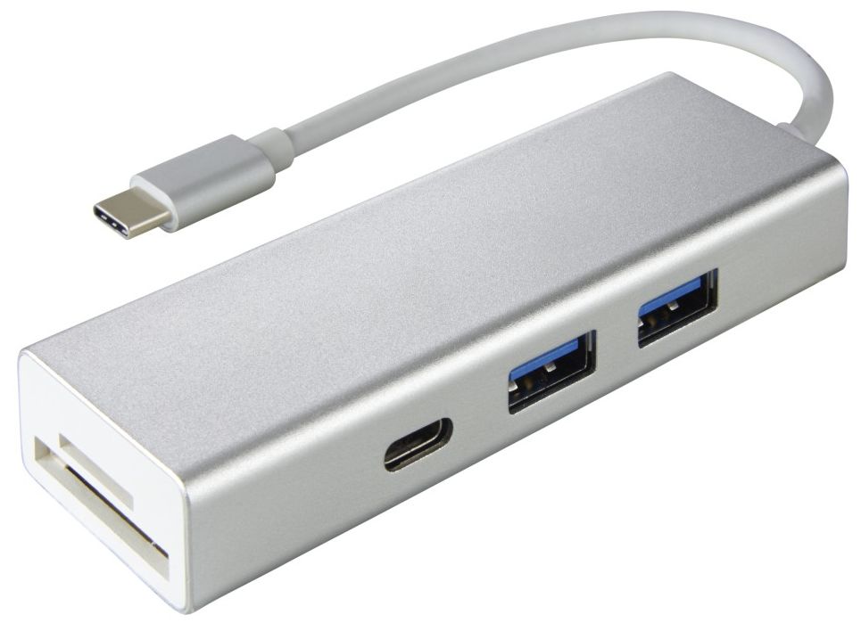 00135759 USB-3.1-Type-C-Hub 1:3 "Aluminium" mit Kartenleser 
