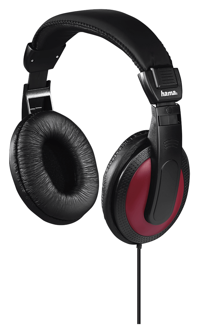 Hama 184012 Technomarkt Over Basic4Music von Kabelgebunden Ear expert Kopfhörer (Schwarz, Rot)