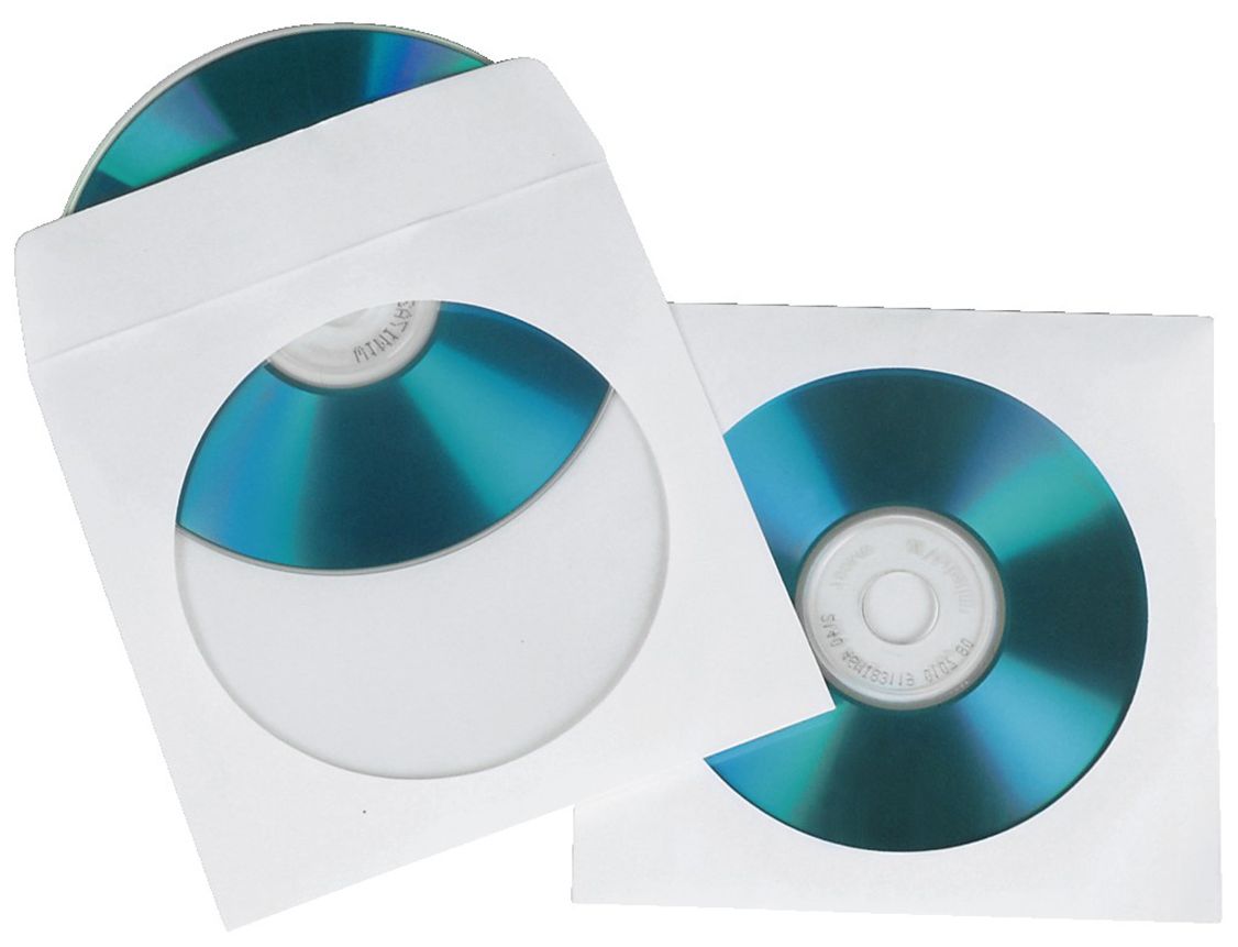 CD Paper Sleeves, white, 100 pcs/Pack 