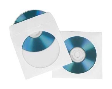 CD/DVD Paper Protection Sleeves, white, pack of 25 