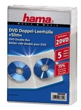 00083892 DVD-Doppel-Leerhülle Slim 5er-Pack 