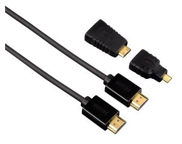 High Speed HDMI Cable Ethernet, 1.50m + 2 HDMI adapters 