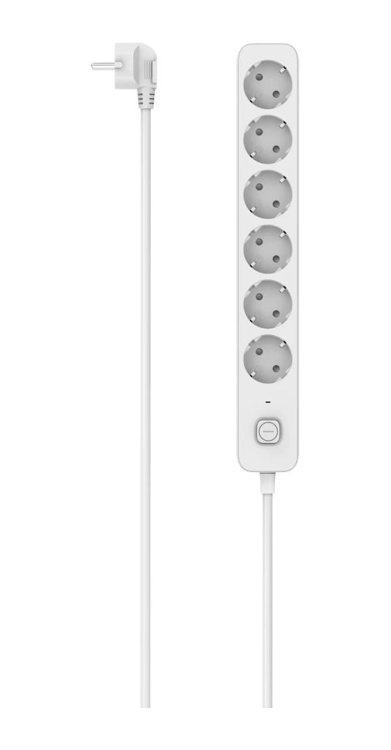 Steckdosenleiste, 6-fach, Schalter, 1,4m, Weiß 