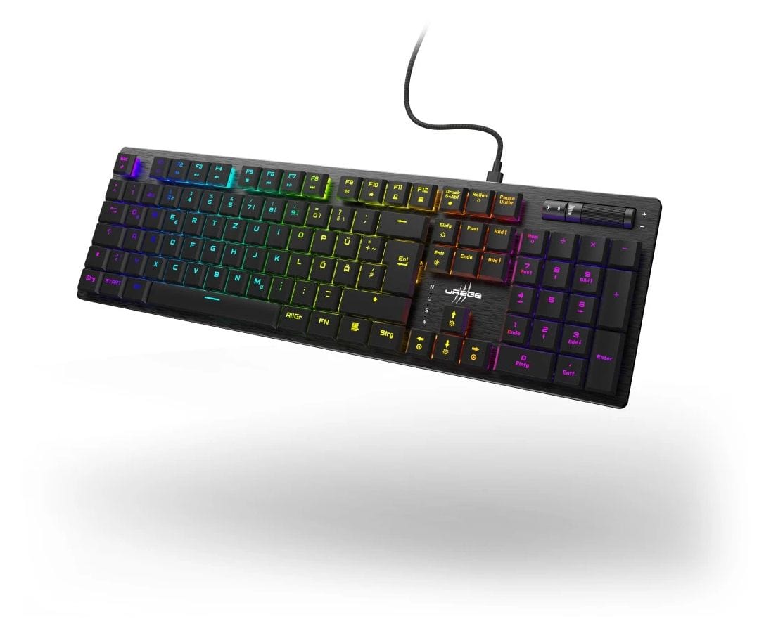 uRage Exodus 910 Low Profile RGB-LED Gaming Tastatur USB  (Schwarz) 