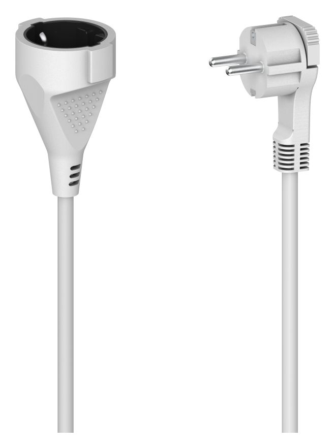 Verlängerungskabel mit Schutzkontakt und Flachstecker für innen 3 m  (Weiß) 