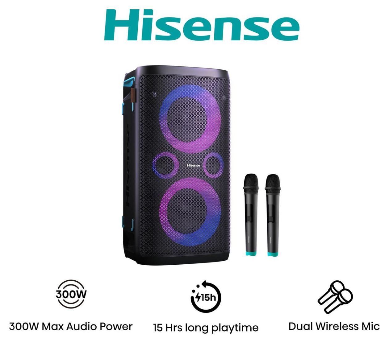 Party Storm 1 300 W Bluetooth Lautsprecher IPX4 Laufzeit bis 15 h  (Schwarz) 