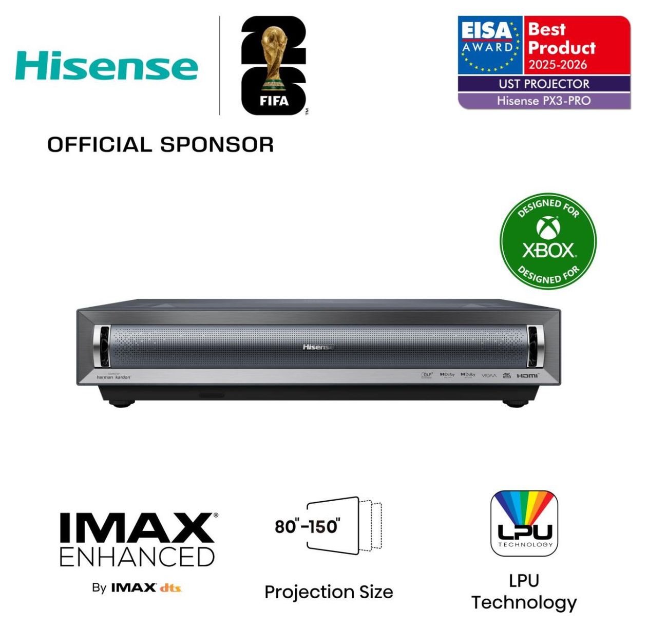 PX3 Pro TriChroma Smart Laser Cinema 4K UHD 4K (3840x2160) DLP Laser Ultra-Short-Throw-Projektor 2700 ANSI Lumen (Schwarz, Dunkles Grau) 