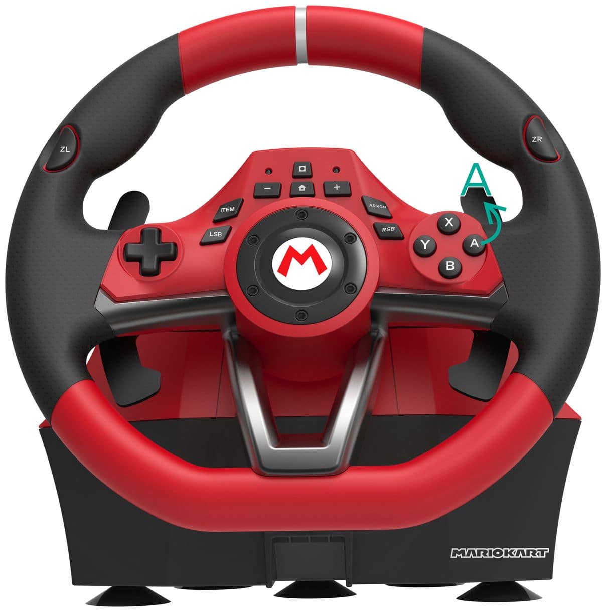 Mario Kart Racing Wheel Pro Deluxe Analog Lenkrad + Pedale Nintendo Switch Kabelgebunden (Schwarz, Rot) 