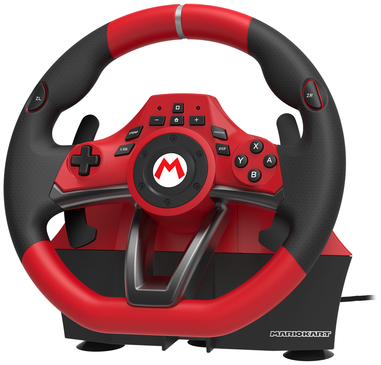 Mario Kart Racing Wheel Pro Deluxe Analog Lenkrad + Pedale Nintendo Switch Kabelgebunden (Schwarz, Rot) 