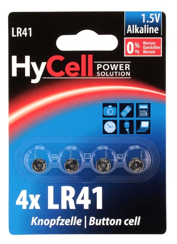 Knopfzelle LR41 Alkali 1,5 V 4 Stück  (Silber) 