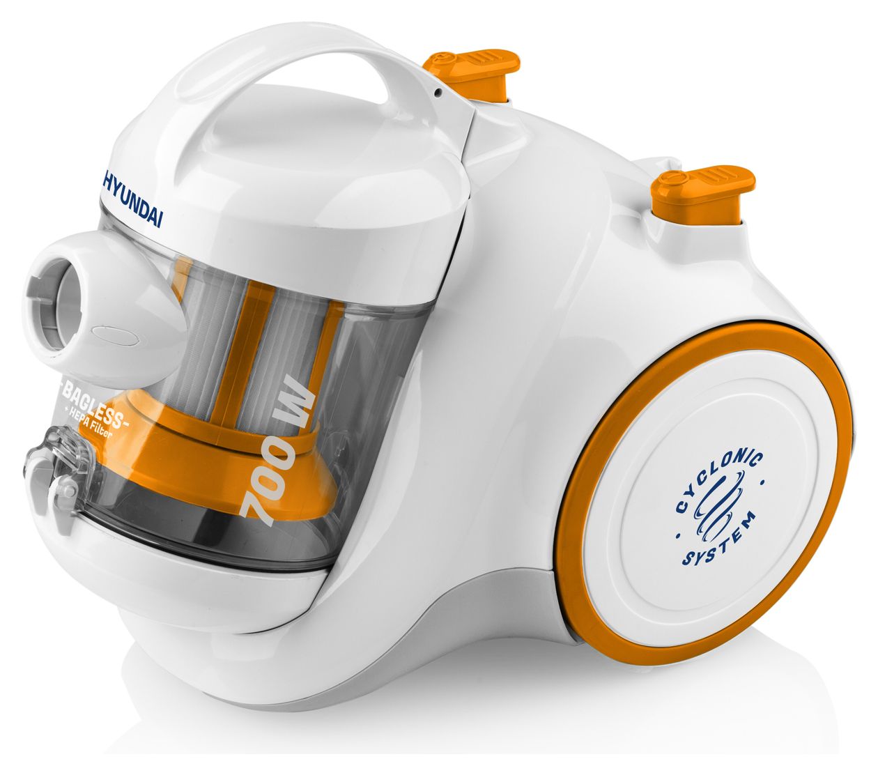 VC009 Bodenstaubsauger Beutellos 700 W HEPA  (Weiß, Orange) 