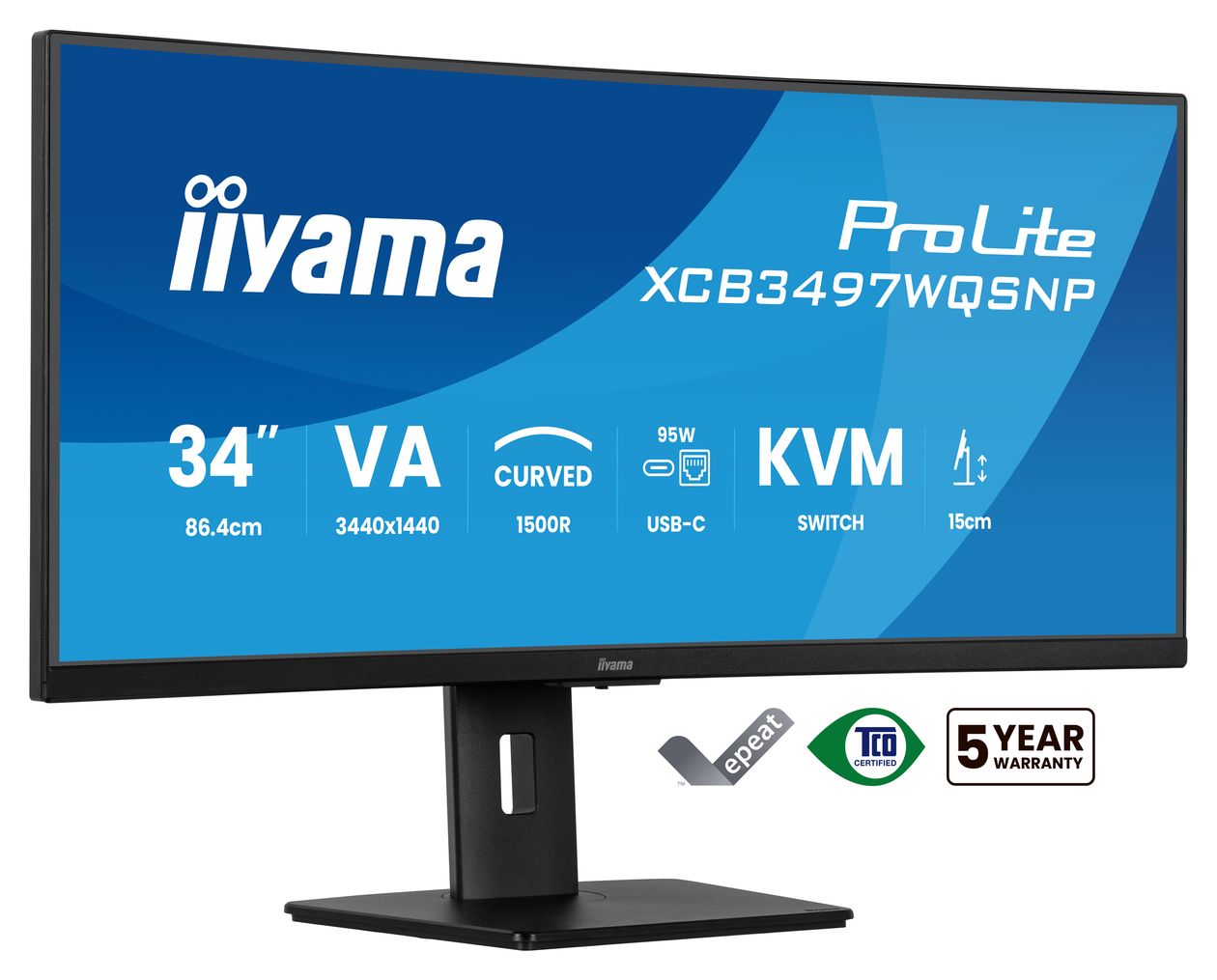 ProLite XCB3497WQSNP-B1 Quad HD Monitor 86,4 cm (34 Zoll) 21:9 350 cd/m²  (Schwarz) 