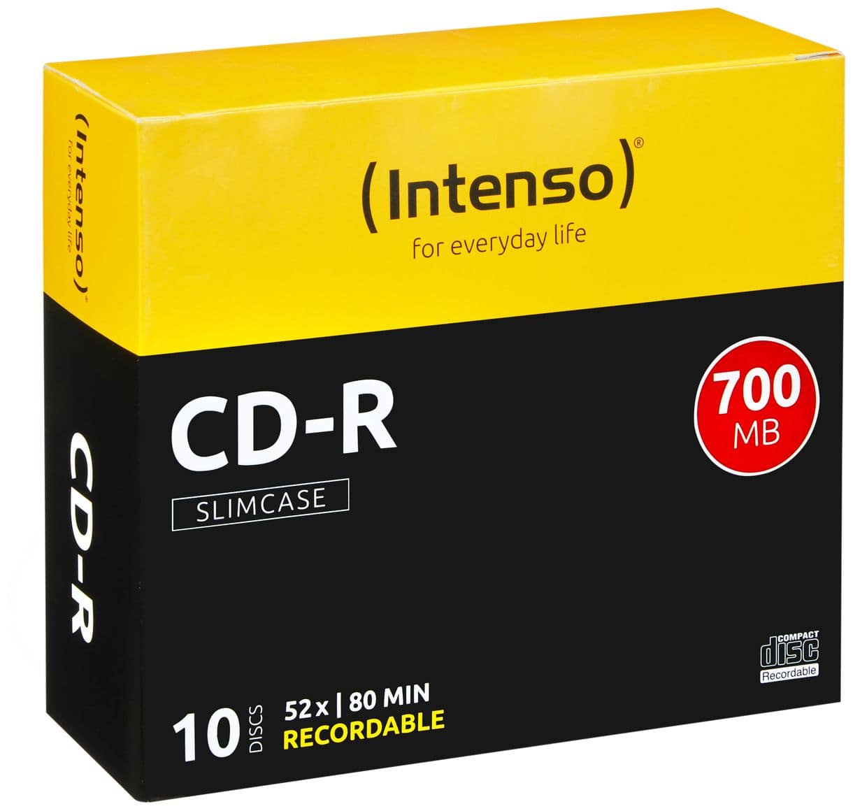 CD-R 700MB CD-Rohlinge 10er-Pack Slimcase 80min 52x Geschwindigkeit 