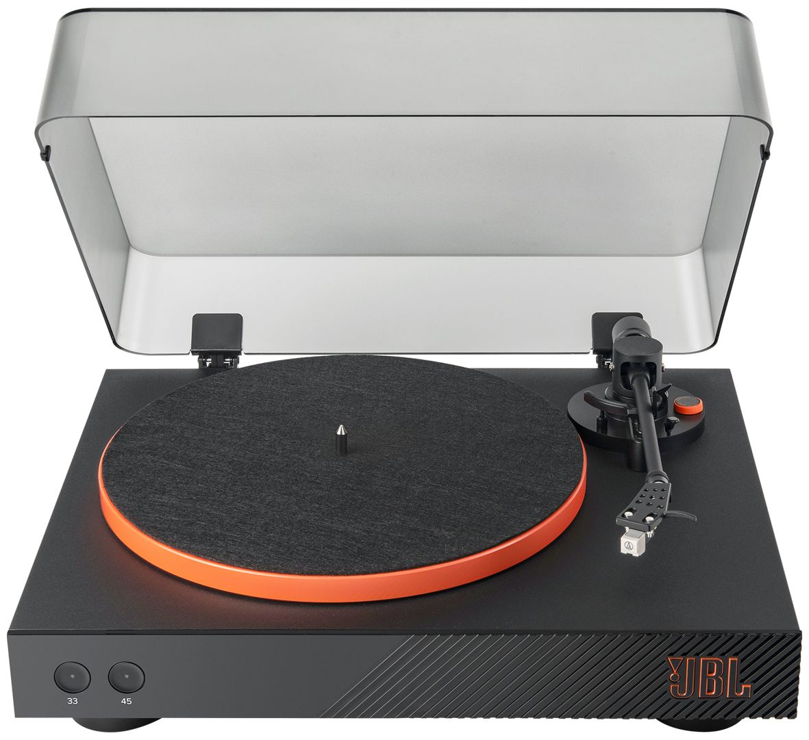 Spinner BT Audio-Plattenspieler mit Riemenantrieb (Schwarz, Orange) 