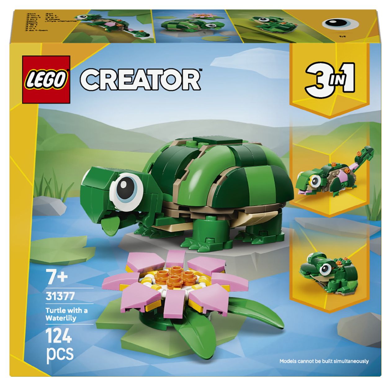 Creator 3-in-1 Schildkröte mit Seerose Bauset 124 Teile  (Mehrfarbig) 