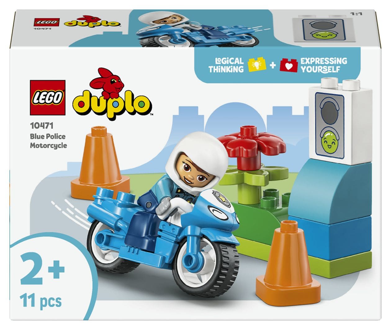 DUPLO Town Blaues Polizeimotorrad Bauset 11 Teile  (Mehrfarbig) 