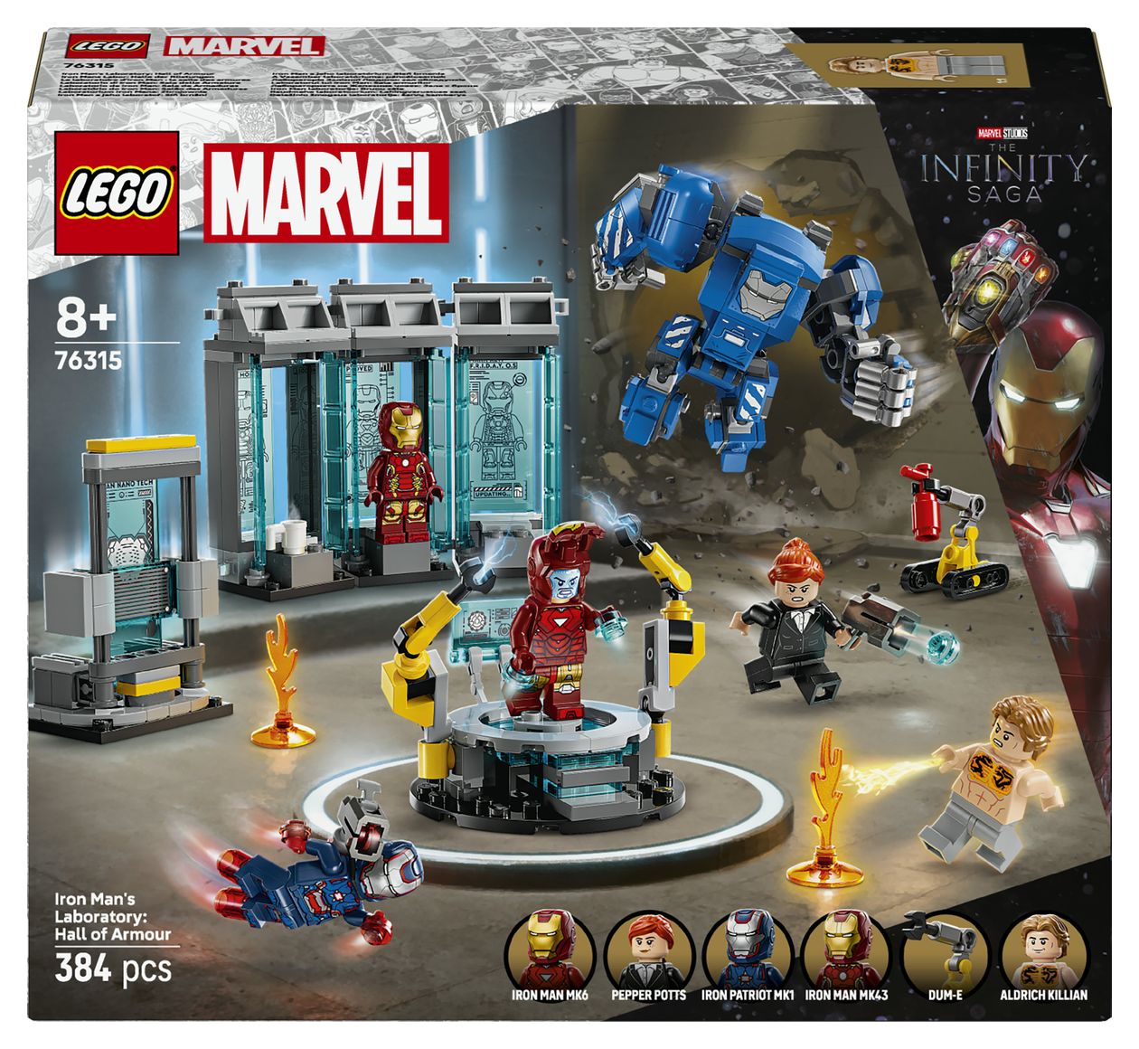 Marvel Iron Mans Labor Halle der Rüstungen Bauset 384 Teile  (Mehrfarbig) 