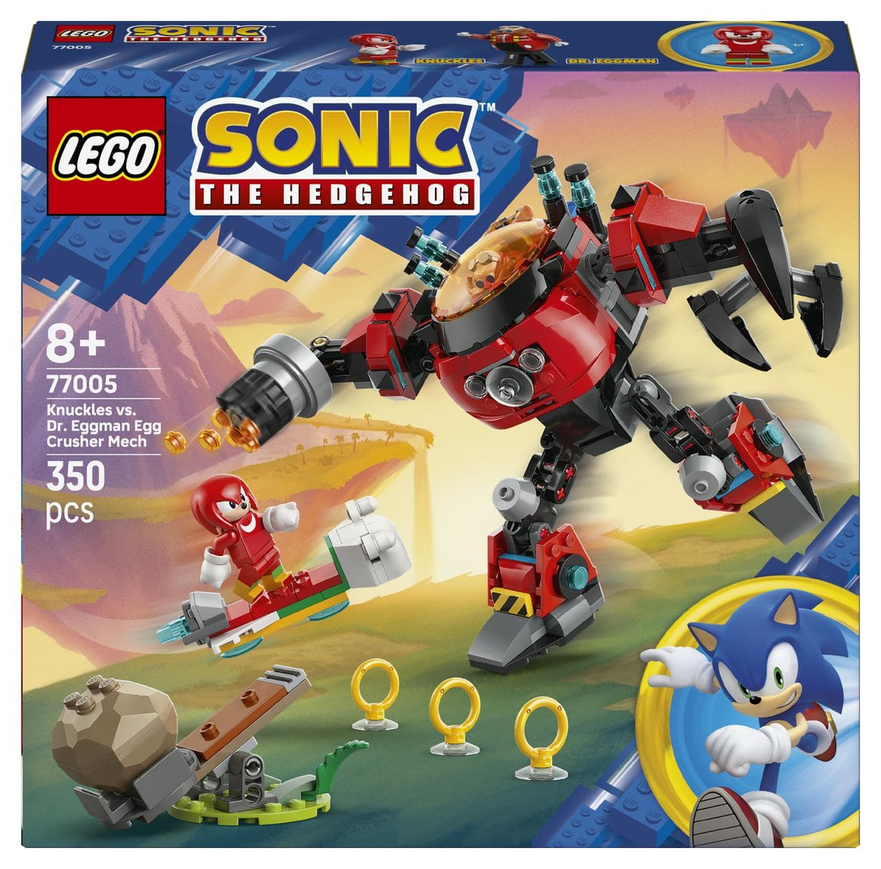Sonic the Hedgehog Knuckles vs. Dr. Eggmans Egg Crusher Mech Bauset 350 Teile  (Mehrfarbig) 