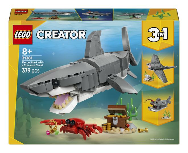 Wilder Hai mit Schatztruhe 