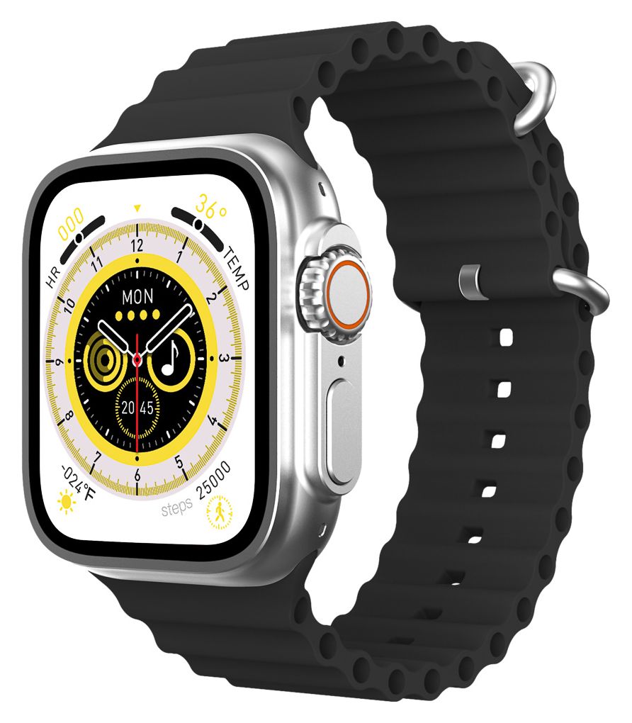 U8+ Digital 49 mm Smartwatch Rechteckig IP67  (Silber) 