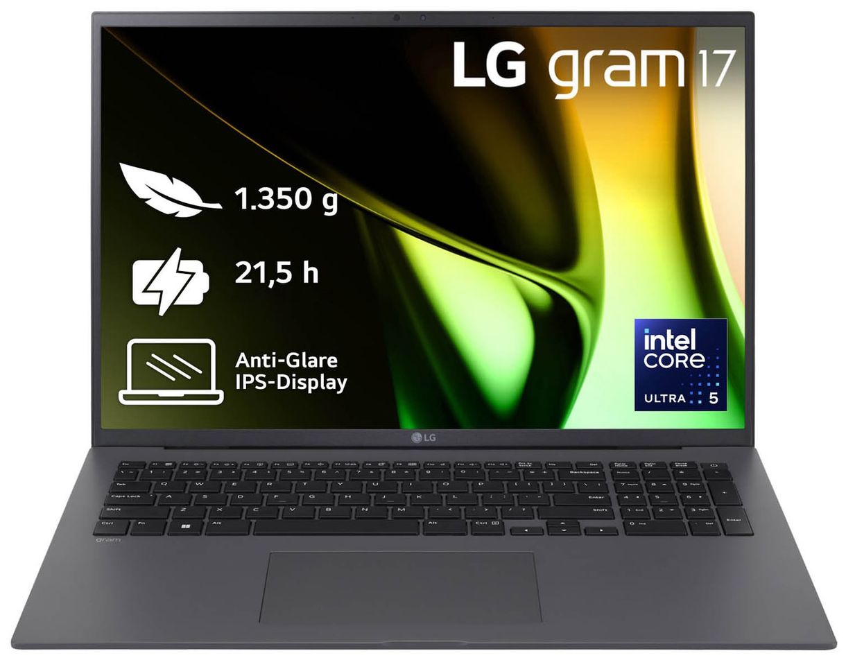 Gram 17 17Z90S-G.AR56G WQXGA Notebook 43,2 cm (17 Zoll) 2560 x 1600 Pixel 8 GB Ram 512 GB SSD Windows 11 Home Intel® Core™ i5 max. 4,5 GHz intern (Grau) 