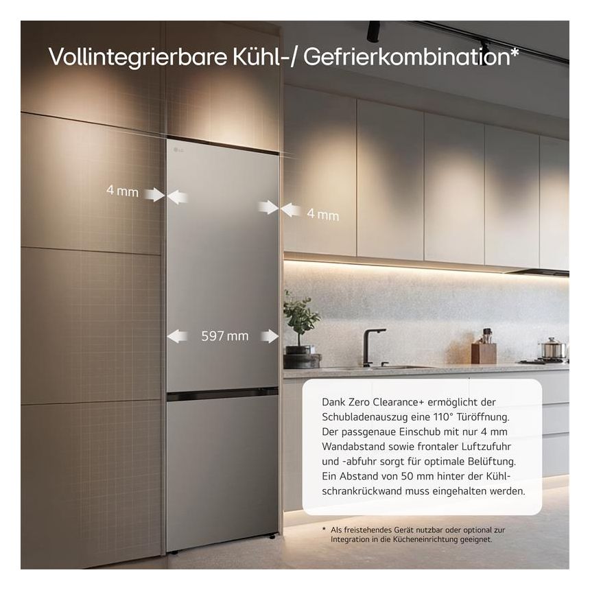 GBBS524APY 262 l / 113 l Kühl-Gefrierkombi freistehend NoFrost 112 kWh Jahr  (Silber) 