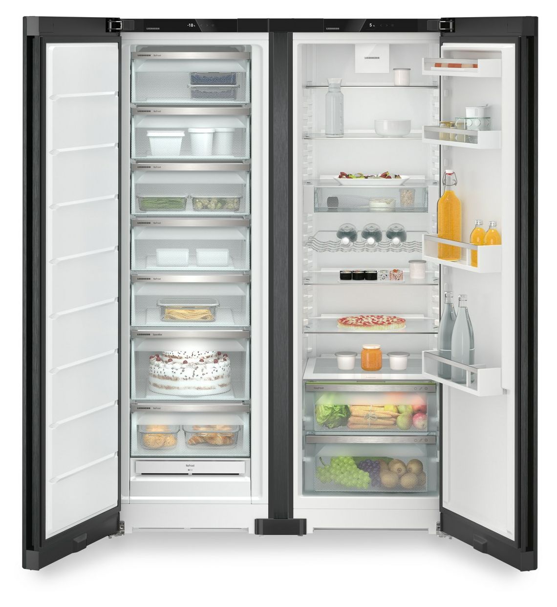 XRFbd5220-22 Plus Europäischer Side-by-Side Kühl-/ Gefrierkombination 399 l / 277 l NoFrost 1855 mm x 1226 mm  (Schwarz) 