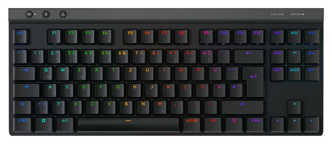 G515 RGB-LED Gaming Tastatur RF Wireless + Bluetooth 2.4 GHz  (Schwarz) 